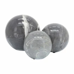 Promo 😉 Sagebrook Home Set Of 3 4, 5, 6" Marble Look Orbs, Gray 6"H - 6.0" X 6.0" X 6.0" 😀