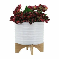 Budget 🧨 Sagebrook Home Ceramic 10" Planter On Stand,white Stripe 12.0"H - 11.0" X 11.0" X 12.0" 😀 -Sagebrook Home Online Shop unnamed file 726