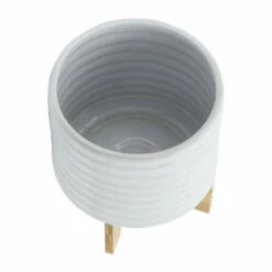 Budget 🧨 Sagebrook Home Ceramic 10" Planter On Stand,white Stripe 12.0"H - 11.0" X 11.0" X 12.0" 😀 -Sagebrook Home Online Shop unnamed file 727