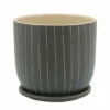 Discount 👍 Sagebrook Home 8" Stripes Planter With Saucer, Gray 7"H - 8.0" X 8.0" X 7.0" 🔔 -Sagebrook Home Online Shop unnamed file 73