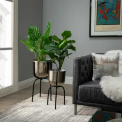 Cheap 💯 Sagebrook Home Metal 25" Planter On Tripod, Silver/Black - 12Lx12Wx24.5D 😉 -Sagebrook Home Online Shop unnamed file 733