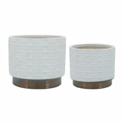 Wholesale ๐ Sagebrook Home Set Of 2 Mesh Metallic Planters 6, 8", White 7"H - 8.0" X 8.0" X 7.0" โ๏ธ