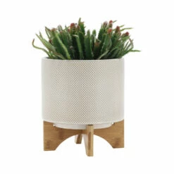 Cheap ❤️ Sagebrook Home Ceramic 8" Planter On Stand, White, Tan Dot 9.0"H - 8.0" X 8.0" X 9.0" 🌟 -Sagebrook Home Online Shop unnamed file 756