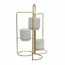 Best deal 🛒 Sagebrook Home Metal 22" 3-tier Foldable Planters, White, Gold 22"H - 16.0" X 12.0" X 22.0" ⭐ -Sagebrook Home Online Shop unnamed file 774