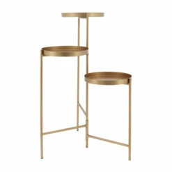 Best Pirce 👏 Sagebrook Home Metal, 32"h 3-layered Plant Stand, Gold 32.0"H - 16.0" X 22.0" X 32.0" ⭐