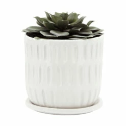 Best Sale 🔔 Sagebrook Home Ceramic 6" Textured Planter With Saucer, Beige 6"H - 6.0" X 6.0" X 6.0" 🥰 -Sagebrook Home Online Shop unnamed file 785