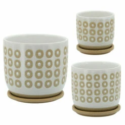 Deals 🥰 Sagebrook Home 8" Circles Planter With Saucer, White 7"H - 8.0" X 8.0" X 7.0" 🥰 -Sagebrook Home Online Shop unnamed file 810