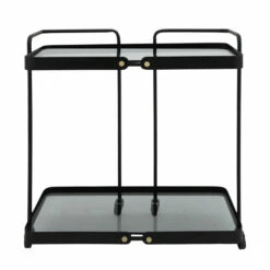 Buy 🧨 Sagebrook Home Metal, 27"h 2-layered Bar Cart With Smokey Glass, Bl 27.0"H - 27.0" X 13.0" X 27.0" 🧨