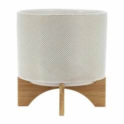 Buy ✔️ Sagebrook Home Ceramic 10" Planter On Stand,white , Tan Dot 12.0"H - 11.0" X 11.0" X 12.0" ⭐ -Sagebrook Home Online Shop unnamed file 958