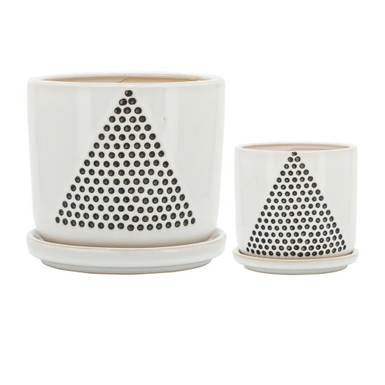 Buy ๐ Sagebrook Home Set Of 2 5, 6" Triangle Dots Planter With Saucer, White 5"H - 6.0" X 6.0" X 5.0" ๐ฏ 4 Buy ๐ Sagebrook Home Set Of 2 5, 6" Triangle Dots Planter With Saucer, White 5"H - 6.0" X 6.0" X 5.0" ๐ฏ - Image 2