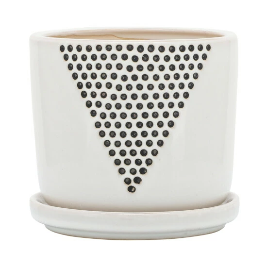 Buy ๐ Sagebrook Home Set Of 2 5, 6" Triangle Dots Planter With Saucer, White 5"H - 6.0" X 6.0" X 5.0" ๐ฏ 5 Buy ๐ Sagebrook Home Set Of 2 5, 6" Triangle Dots Planter With Saucer, White 5"H - 6.0" X 6.0" X 5.0" ๐ฏ - Image 3