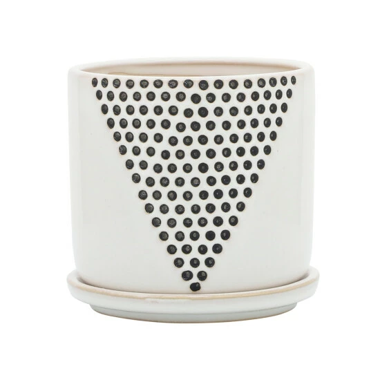 Buy ๐ Sagebrook Home Set Of 2 5, 6" Triangle Dots Planter With Saucer, White 5"H - 6.0" X 6.0" X 5.0" ๐ฏ 6 Buy ๐ Sagebrook Home Set Of 2 5, 6" Triangle Dots Planter With Saucer, White 5"H - 6.0" X 6.0" X 5.0" ๐ฏ - Image 4